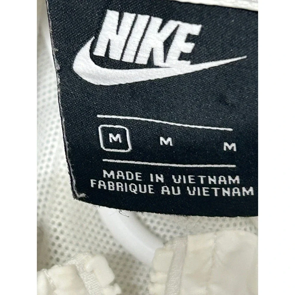 Nike Jacket Womens Size M White Full Zip Hooded Windbreaker Athletic Mesh Lined